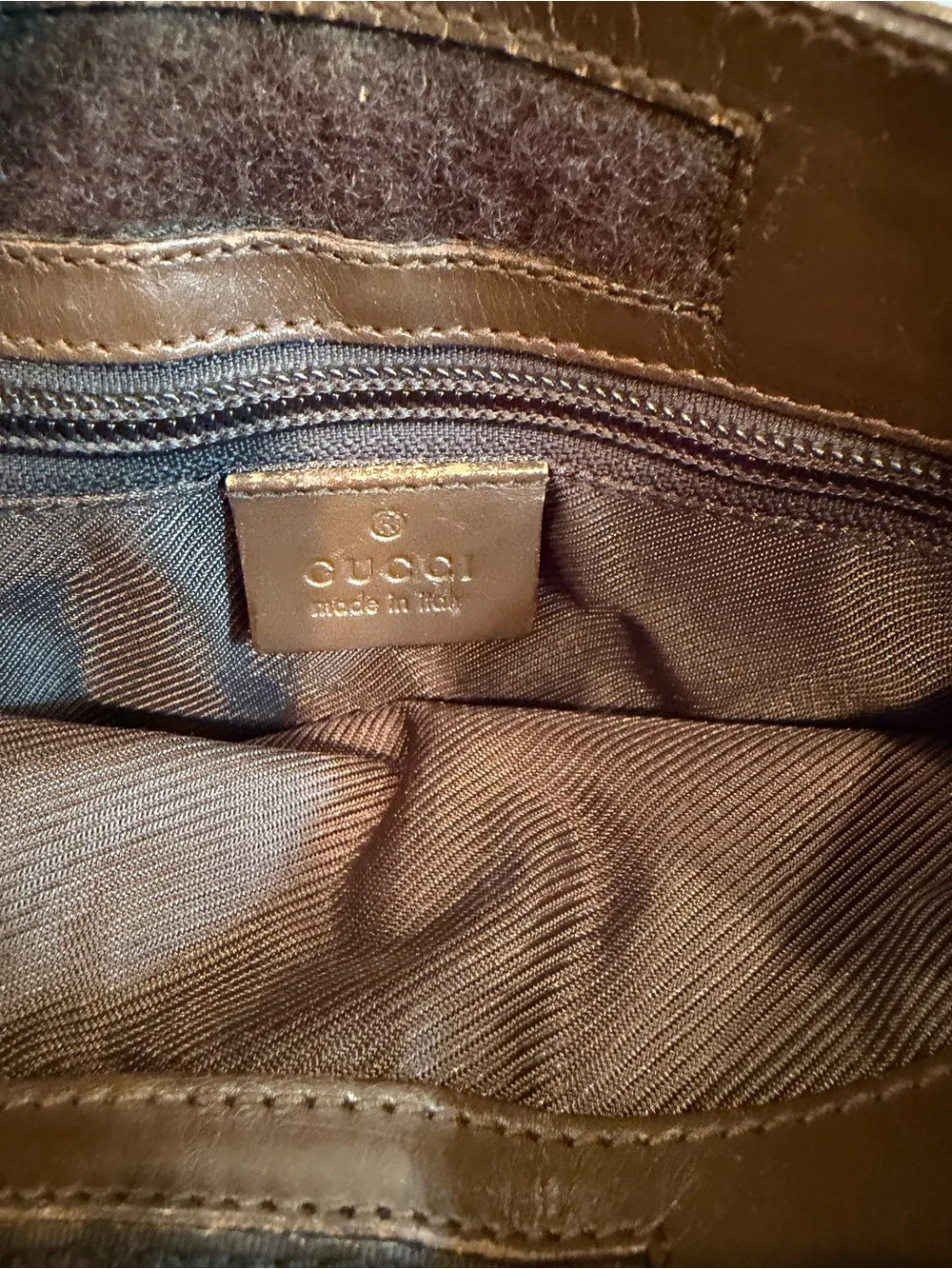 Gucci Beige Brown Signature Canvas Messenger Bag